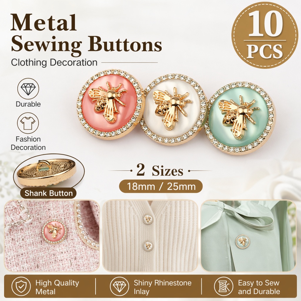 Button Hole Cutter - 10 botones decorativos de metal con