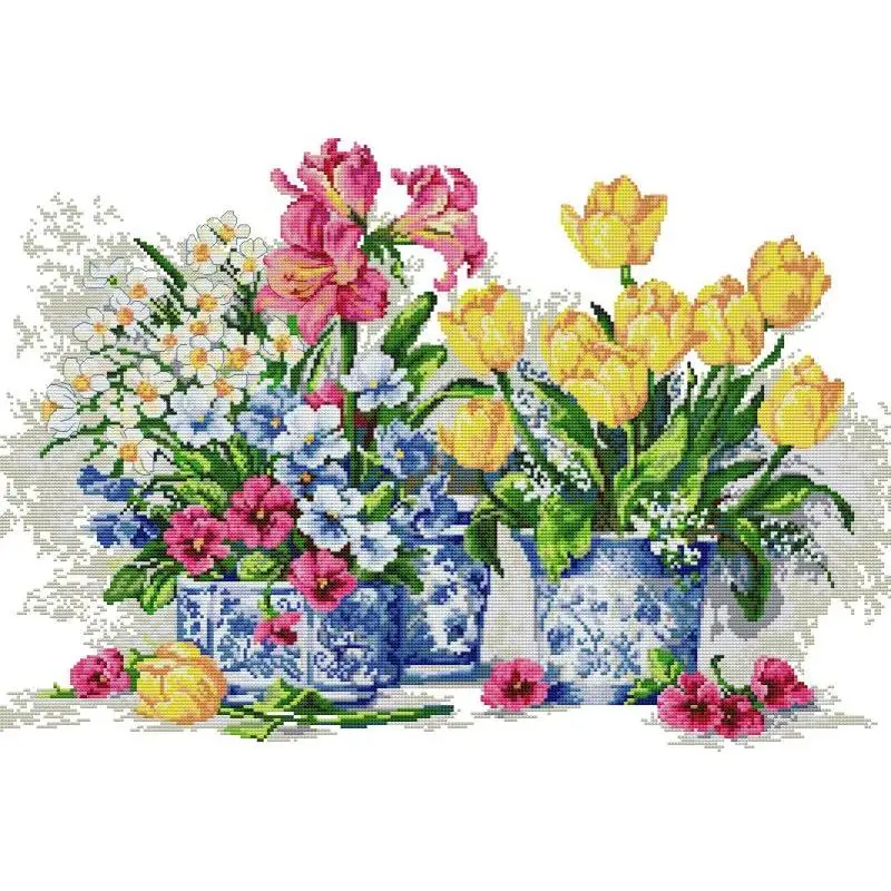 Textile Sewing Patterns - Flores en maceta NKF punto de