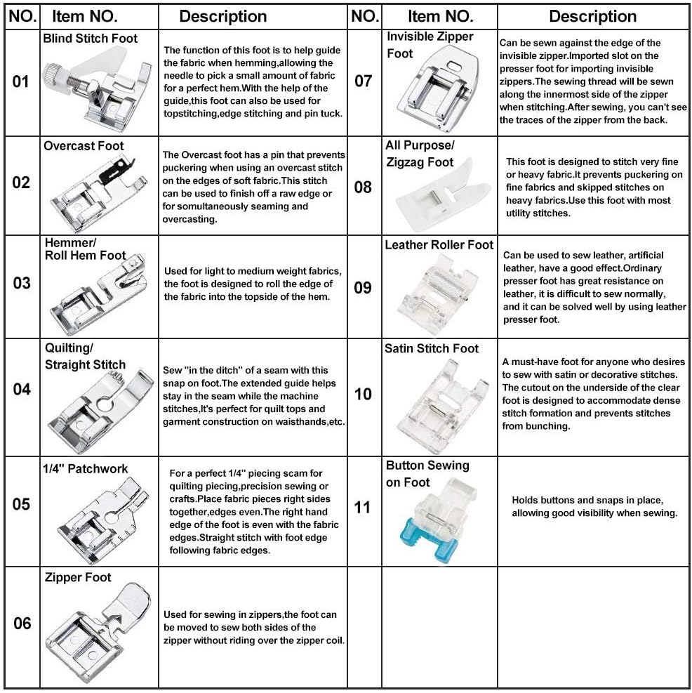 Juego de 11 prensatelas - Kit  - Textile Sewing Machine reseña y precio